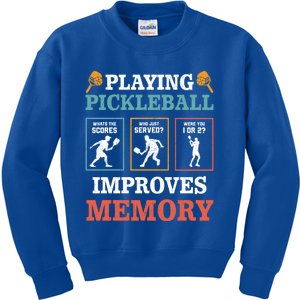 Playing Pickleball Improves Memory Funny Paddleball Lover Great Gift Kids Sweatshirt