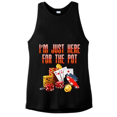 Poker Player IM Just Here For The Pot Funny Texas Holdem Ladies PosiCharge Tri-Blend Wicking Tank