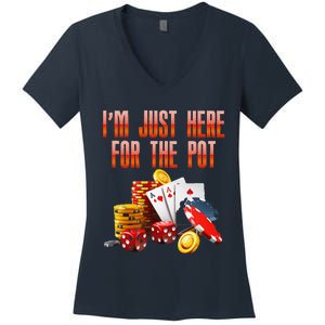 Poker Player IM Just Here For The Pot Funny Texas Holdem Women's V-Neck T-Shirt