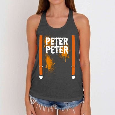 Peter Peter I'm With The Pumpkin Halloween Women's Knotted Racerback Tank