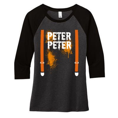 Peter Peter I'm With The Pumpkin Halloween Women's Tri-Blend 3/4-Sleeve Raglan Shirt