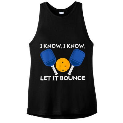 PicklBall Paddle I Know Let It Bounce Ladies PosiCharge Tri-Blend Wicking Tank