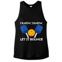 PicklBall Paddle I Know Let It Bounce Ladies PosiCharge Tri-Blend Wicking Tank