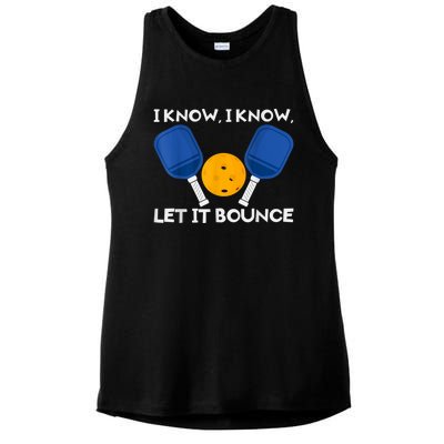 PicklBall Paddle I Know Let It Bounce Ladies PosiCharge Tri-Blend Wicking Tank