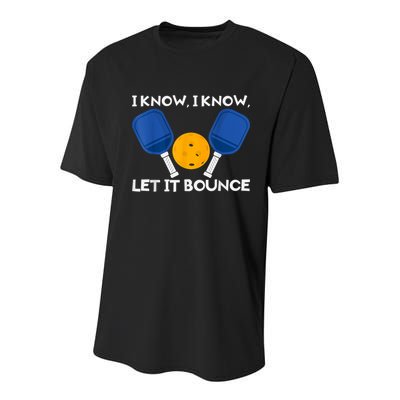PicklBall Paddle I Know Let It Bounce Youth Performance Sprint T-Shirt