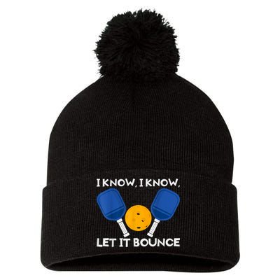 PicklBall Paddle I Know Let It Bounce Pom Pom 12in Knit Beanie