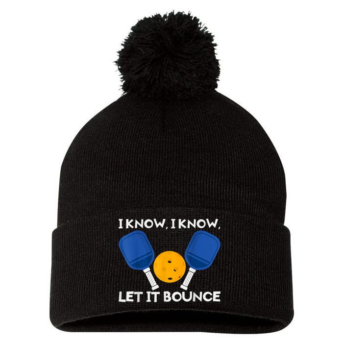 PicklBall Paddle I Know Let It Bounce Pom Pom 12in Knit Beanie