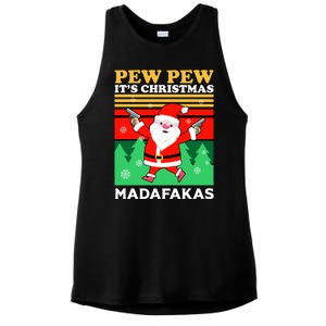 Pew Pew Its Christmas Mudafakas Funny Santa Claus Game Ladies PosiCharge Tri-Blend Wicking Tank