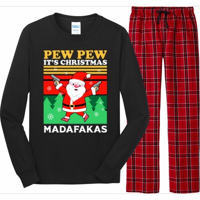 Pew Pew Its Christmas Mudafakas Funny Santa Claus Game Long Sleeve Pajama Set