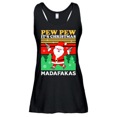Pew Pew Its Christmas Mudafakas Funny Santa Claus Game Ladies Essential Flowy Tank
