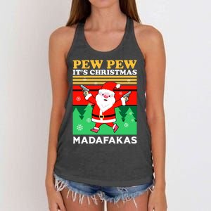 Pew Pew Its Christmas Mudafakas Funny Santa Claus Game Women's Knotted Racerback Tank