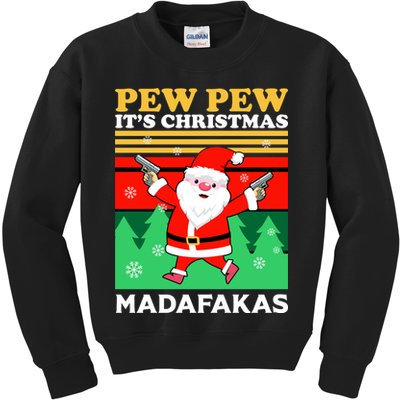 Pew Pew Its Christmas Mudafakas Funny Santa Claus Game Kids Sweatshirt