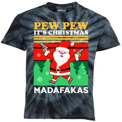 Pew Pew Its Christmas Mudafakas Funny Santa Claus Game Kids Tie-Dye T-Shirt