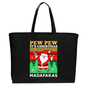 Pew Pew Its Christmas Mudafakas Funny Santa Claus Game Cotton Canvas Jumbo Tote