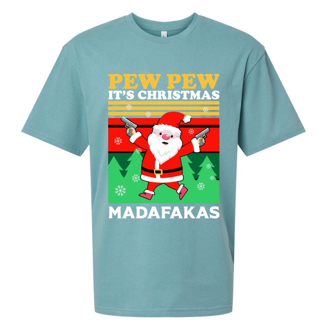 Pew Pew Its Christmas Mudafakas Funny Santa Claus Game Sueded Cloud Jersey T-Shirt