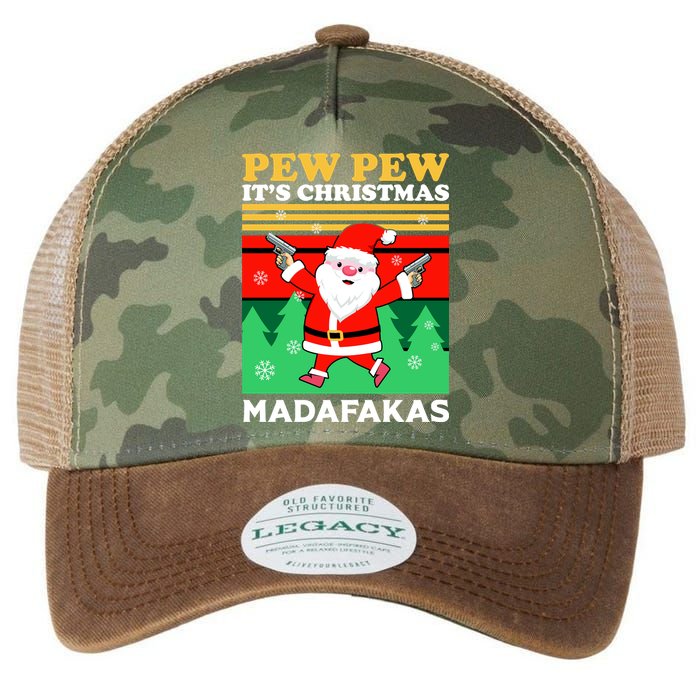 Pew Pew Its Christmas Mudafakas Funny Santa With Guns Game Legacy Tie Dye Trucker Hat