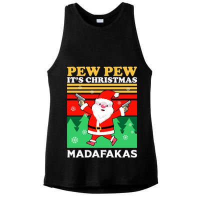 Pew Pew Its Christmas Mudafakas Funny Santa With Guns Game Ladies PosiCharge Tri-Blend Wicking Tank