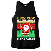 Pew Pew Its Christmas Mudafakas Funny Santa With Guns Game Ladies PosiCharge Tri-Blend Wicking Tank
