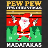 Pew Pew Its Christmas Mudafakas Funny Santa With Guns Game 7 Panel Mesh Trucker Snapback Hat