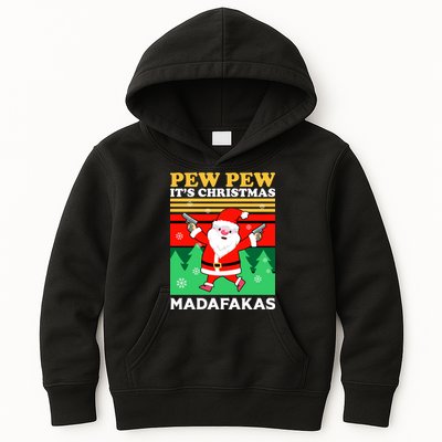 Pew Pew Its Christmas Mudafakas Funny Santa With Guns Game Kids Hoodie