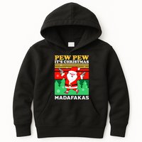 Pew Pew Its Christmas Mudafakas Funny Santa With Guns Game Kids Hoodie