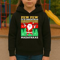Pew Pew Its Christmas Mudafakas Funny Santa With Guns Game Kids Hoodie