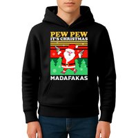 Pew Pew Its Christmas Mudafakas Funny Santa With Guns Game Kids Hoodie