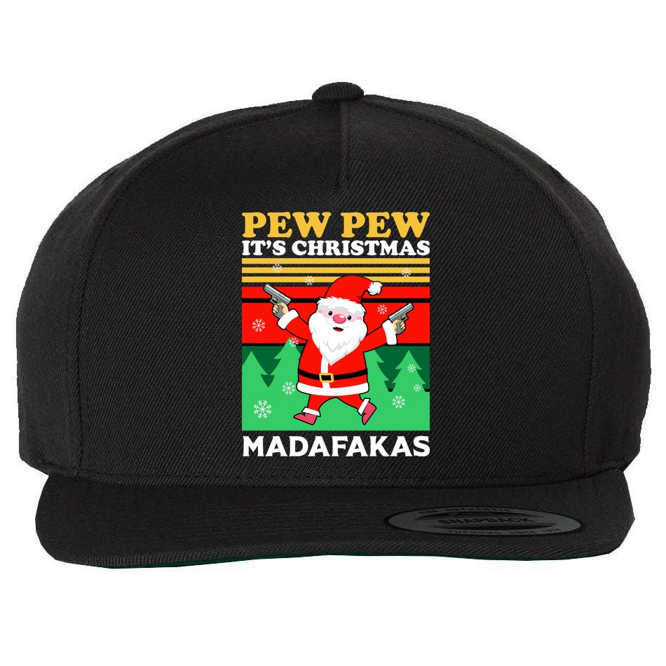 Pew Pew Its Christmas Mudafakas Funny Santa With Guns Game Wool Snapback Cap