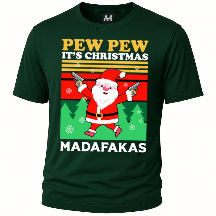 Pew Pew Its Christmas Mudafakas Funny Santa With Guns Game Performance Shirt