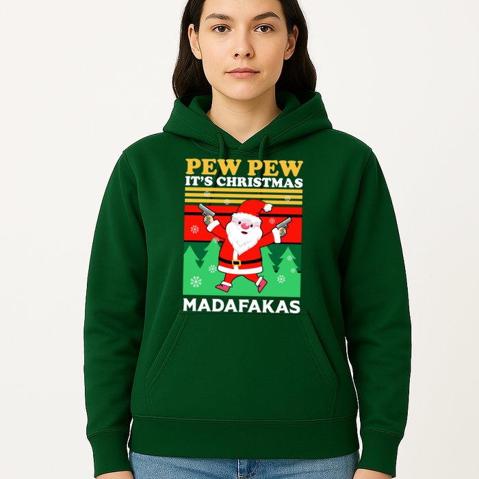 Pew Pew Its Christmas Mudafakas Funny Santa With Guns Game Hoodie