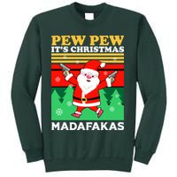 Pew Pew Its Christmas Mudafakas Funny Santa With Guns Game Sweatshirt