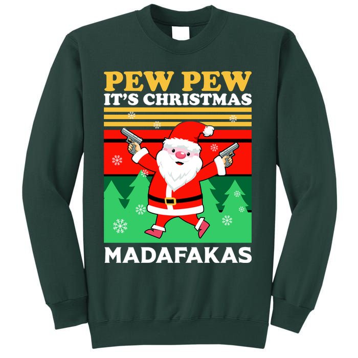 Pew Pew Its Christmas Mudafakas Funny Santa With Guns Game Sweatshirt