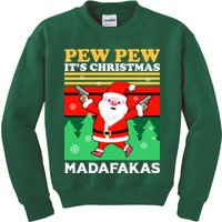 Pew Pew Its Christmas Mudafakas Funny Santa With Guns Game Kids Sweatshirt