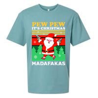Pew Pew Its Christmas Mudafakas Funny Santa With Guns Game Sueded Cloud Jersey T-Shirt