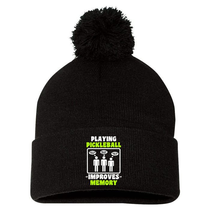 Playing Pickleball Improves Memory Dink Player Pom Pom 12in Knit Beanie