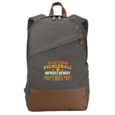 Playing Pickleball Improves Memory Pickleballers Cotton Canvas Backpack