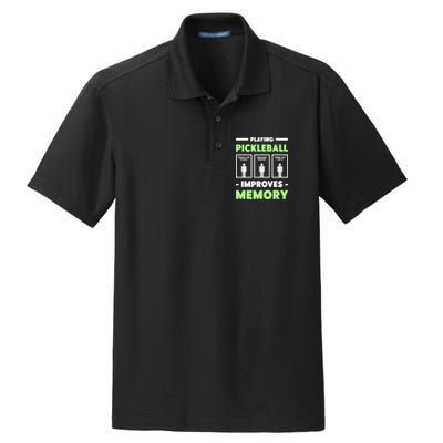 Playing Pickleball Improves Memory Dink Player TShirt Dry Zone Grid Polo
