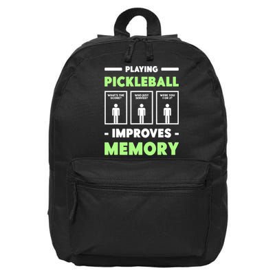 Playing Pickleball Improves Memory Dink Player TShirt 16 in Basic Backpack