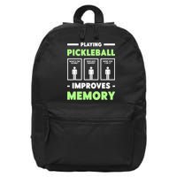 Playing Pickleball Improves Memory Dink Player TShirt 16 in Basic Backpack
