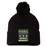 Playing Pickleball Improves Memory Dink Player TShirt Pom Pom 12in Knit Beanie