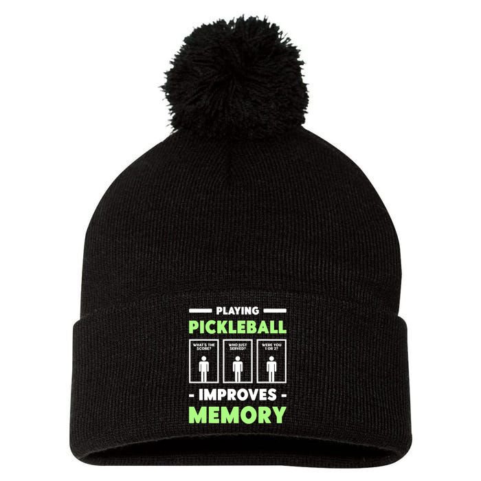 Playing Pickleball Improves Memory Dink Player TShirt Pom Pom 12in Knit Beanie