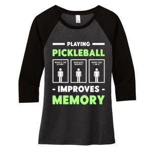 Playing Pickleball Improves Memory Dink Player TShirt Women's Tri-Blend 3/4-Sleeve Raglan Shirt