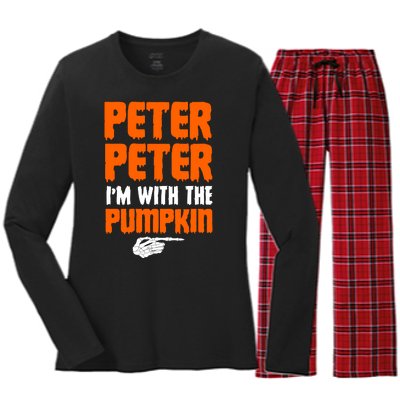 Peter Peter I'm With The Pumpkin Women's Long Sleeve Flannel Pajama Set 