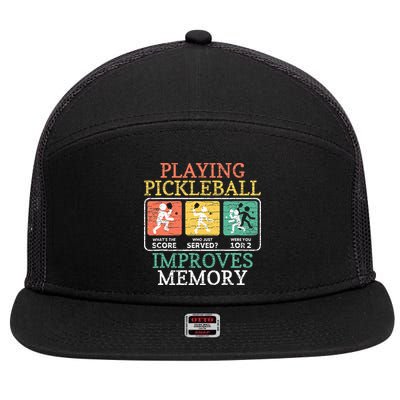 Playing Pickleball Improves Memory Pickleball 7 Panel Mesh Trucker Snapback Hat
