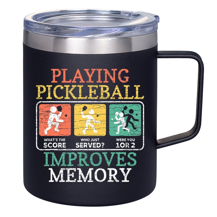 Playing Pickleball Improves Memory Pickleball 12oz Stainless Steel Coffee Mug