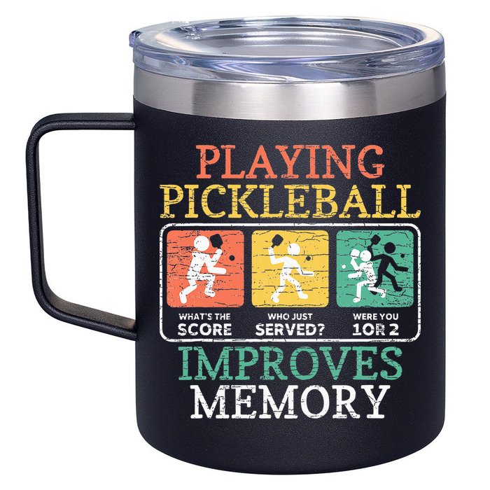Playing Pickleball Improves Memory Pickleball 12oz Stainless Steel Coffee Mug