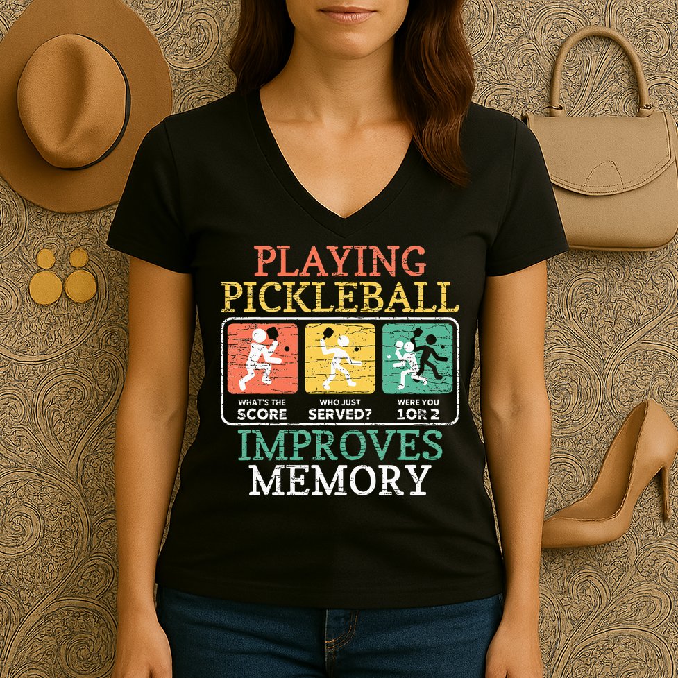 Playing Pickleball Improves Memory Pickleball Women's V-Neck T-Shirt