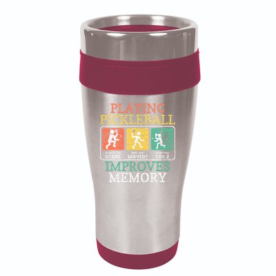 Playing Pickleball Improves Memory Pickleball 16oz Travel Tumbler
