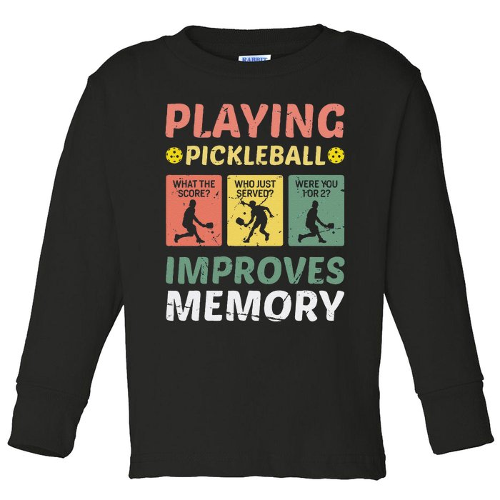 Playing Pickleball Improves Memory Pickleball Vintage Toddler Long Sleeve Shirt