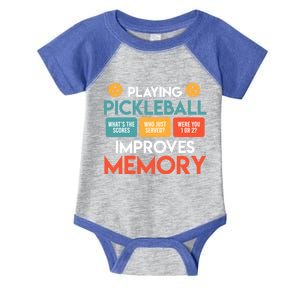 Playing Pickleball Improves Memory Pickleball Great Gift Infant Baby Jersey Bodysuit